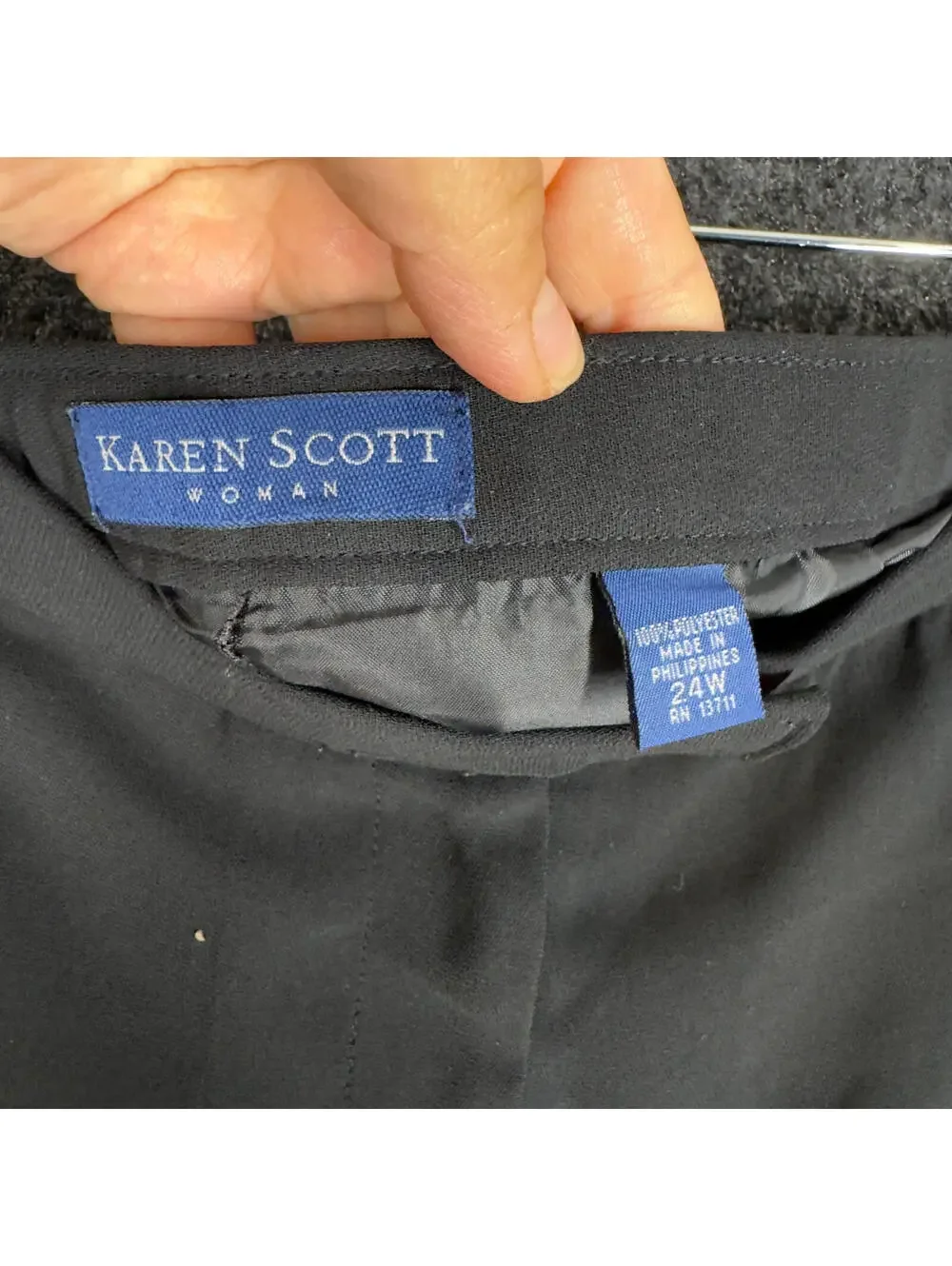 Karen Scott Dress Pants Women 24W Plus Black High Rise Pleated Straight Classic